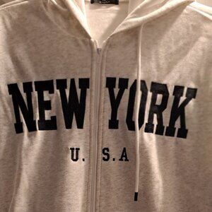 White Heather zip hoodie.
